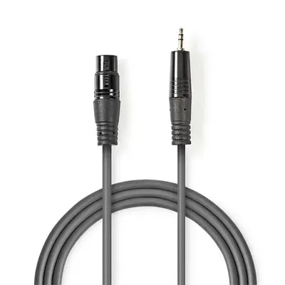 Nedis COTH15300GY15 balanced/szimmetrikus félprofi audio kábel, 3,5mm jack dugó - 3p XLR dugó, 1.5m, rugalmas – 2. kép