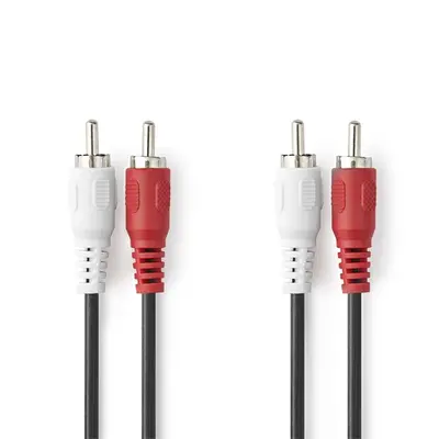 Nedis CAGL24200BK15 sztereo audio kábel, 2 X RCA dugó - 2 X RCA dugó, hossz 1.5m