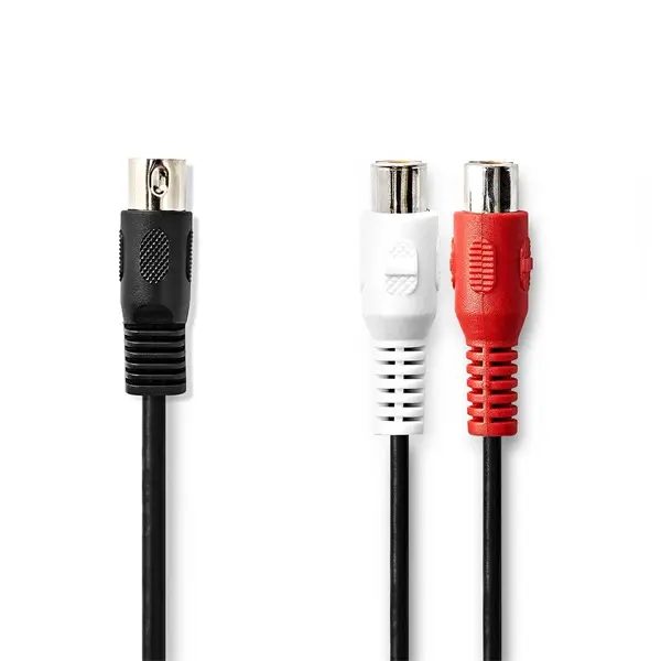 Nedis CAGL20250BK02 audio kábel 5p DIN dugó - 2 x RCA aljzat, hossz 0.20m – 2. kép