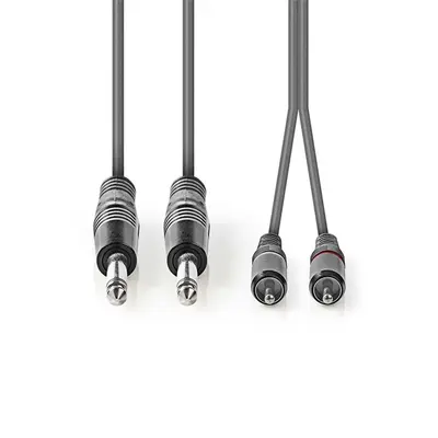 Nedis COTH23320GY30 félprofi audio kábel, 2 x 6,35mm mono jack dugó - 2 X RCA dugó, hossz 3m, rugalmas