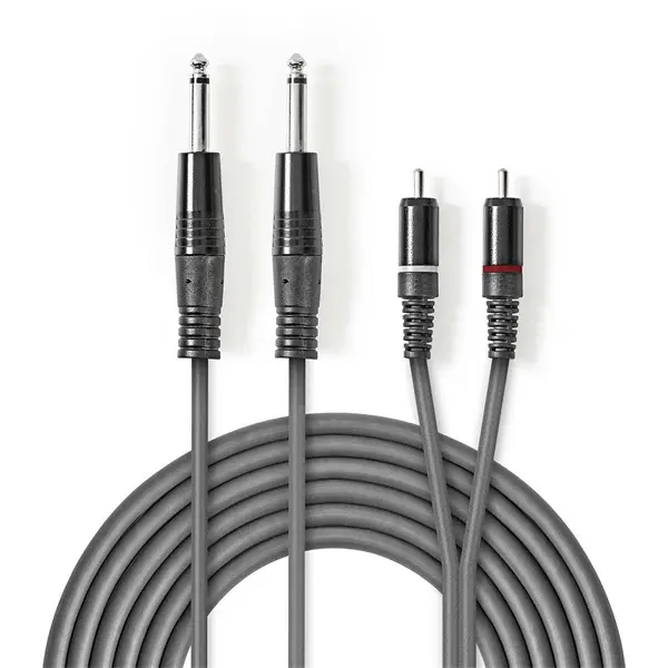 Nedis COTH23320GY30 félprofi audio kábel, 2 x 6,35mm mono jack dugó - 2 X RCA dugó, hossz 3m, rugalmas – 2. kép