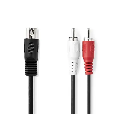 Nedis CAGL20200BK10 audio kábel 5p DIN dugó - 2 x RCA dugó, hossz 1m – 2. kép