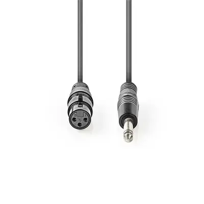 Nedis COTH15120GY30 unbalanced / asszimetrikus félprofi audio kábel, 6,35mm mono jack dugó - 3p XLR aljzat, hossz 3m