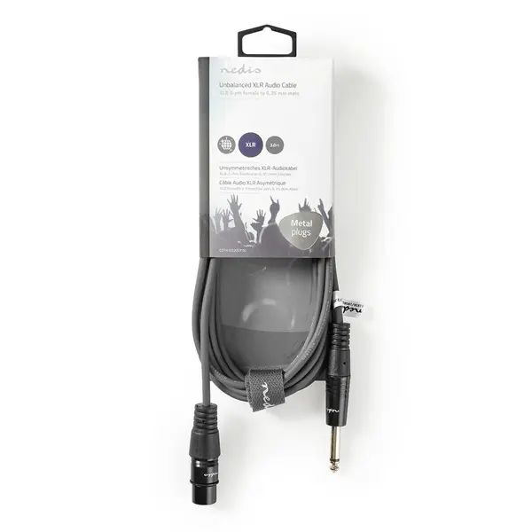 Nedis COTH15120GY30 unbalanced / asszimetrikus félprofi audio kábel, 6,35mm mono jack dugó - 3p XLR aljzat, hossz 3m – 3. kép
