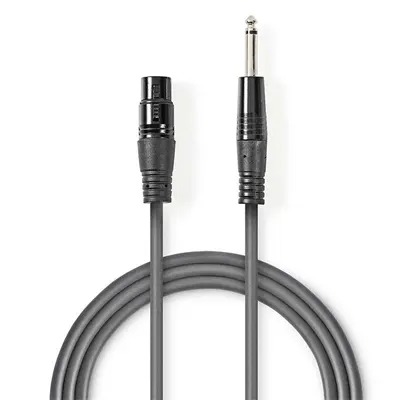 Nedis COTH15120GY50 unbalanced / asszimetrikus félprofi audio kábel, 6,35mm mono jack dugó - 3p XLR aljzat, hossz 5m – 2. kép