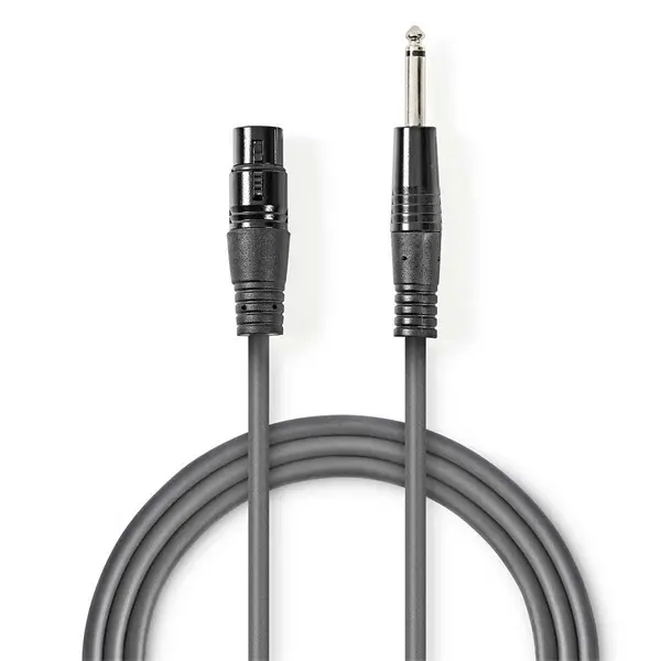 Nedis COTH15120GY50 unbalanced / asszimetrikus félprofi audio kábel, 6,35mm mono jack dugó - 3p XLR aljzat, hossz 5m – 2. kép