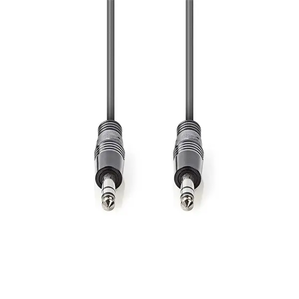 Nedis COTH23020GY15 félprofi audio kábel, 2 x 6,35mm sztereo jack dugó, hossz 1.5m, rugalmas