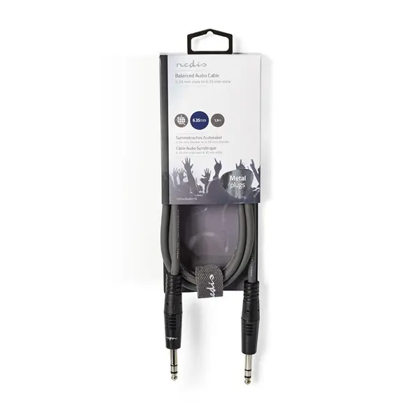 Nedis COTH23020GY15 félprofi audio kábel, 2 x 6,35mm sztereo jack dugó, hossz 1.5m, rugalmas – 3. kép