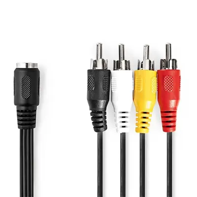 Nedis CAGL20475BK02 audio kábel 5p DIN aljzat - 4 x RCA dugó, hossz 0.20m – 2. kép