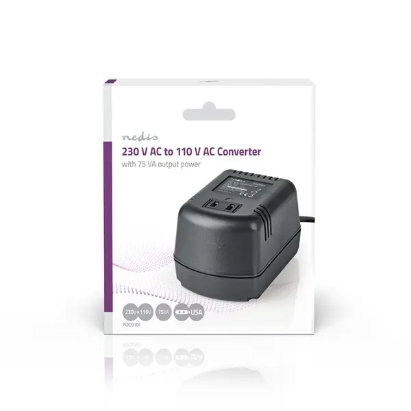 Nedis POCO101 tápegység, feszültség átalakító, konverterr 230V - 110V. 75W, USA – 4. kép