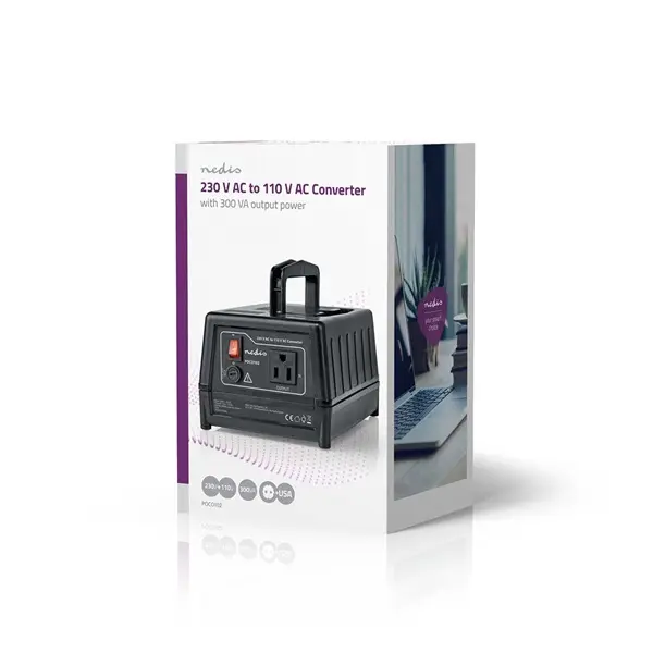 Nedis POCO102 tápegység, feszültség átalakító, konverter 230 V AC - 110V AC 300W, USA – 8. kép