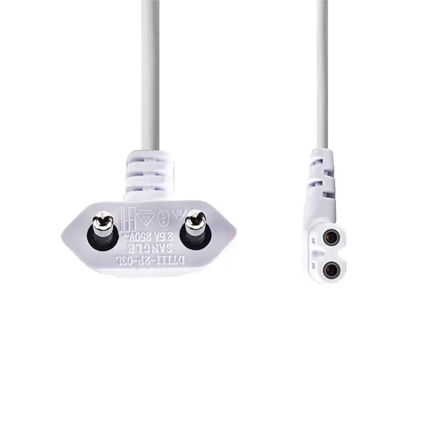 Nedis CEGL11055WT20 tápkábel, Euro dugó, IEC-320-C7, pipa, szögben balra, 2m, fehér – 2. kép