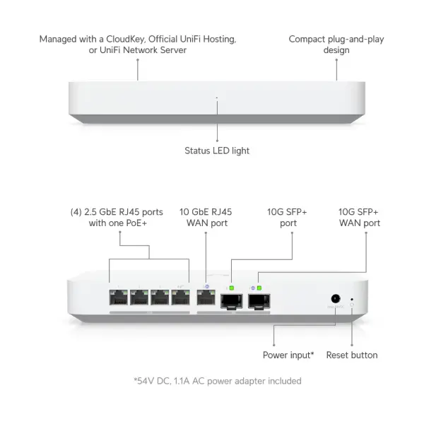UBiQUiTi Vezetékes Router Gateway 4x2,5GbE + 1x10GbE + 1x10Gbit SFP+, Asztali - UXG-FIBER – 3. kép