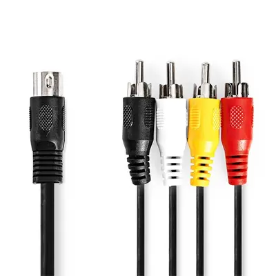 Nedis CAGL20400BK10 DIN audio kábel, DIN 5 tűs dugó - 4x RCA dugó, 1m – 2. kép