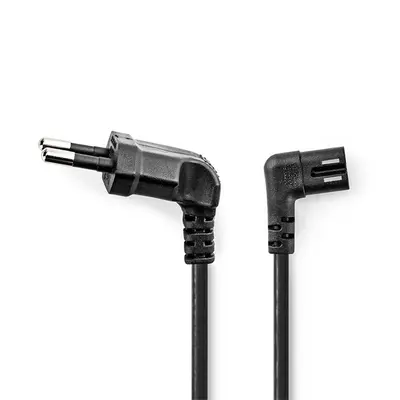 Nedis CEGL11055BK20 tápkábel, Euro dugó, IEC-320-C7, pipa, szögben balra, 2m, fekete