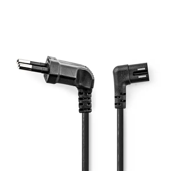 Nedis CEGL11055BK20 tápkábel, Euro dugó, IEC-320-C7, pipa, szögben balra, 2m, fekete