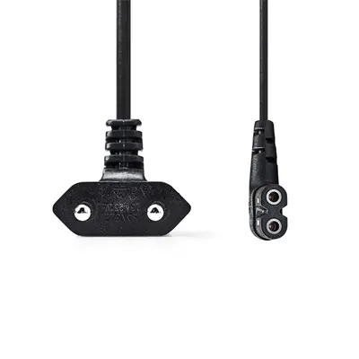 Nedis CEGL11055BK20 tápkábel, Euro dugó, IEC-320-C7, pipa, szögben balra, 2m, fekete – 2. kép
