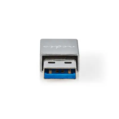 Nedis CCTB60925AL USB-A adapter, USB 3.2 Gen 1, USB-A férfi, USB-C™ anya, 5 Gbps,  kerek,  Nikkelezett, Ezüst