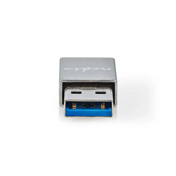 Nedis CCTB60925AL USB-A adapter, USB 3.2 Gen 1, USB-A férfi, USB-C™ anya, 5 Gbps, kerek, Nikkelezett, Ezüst
