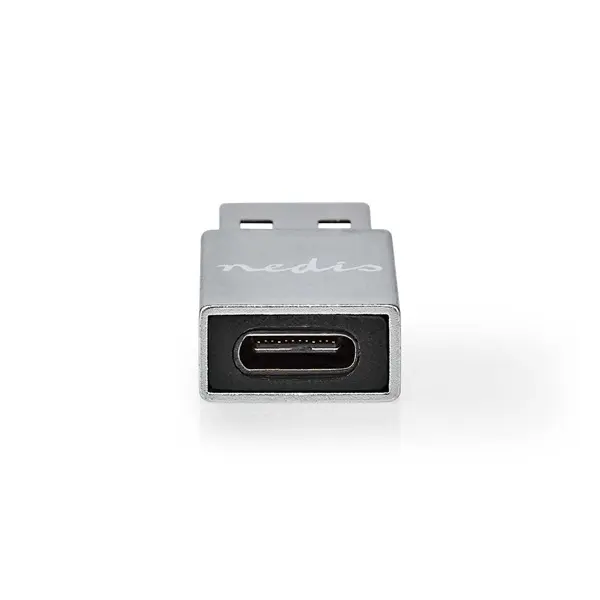 Nedis CCTB60925AL USB-A adapter, USB 3.2 Gen 1, USB-A férfi, USB-C™ anya, 5 Gbps, kerek, Nikkelezett, Ezüst – 3. kép