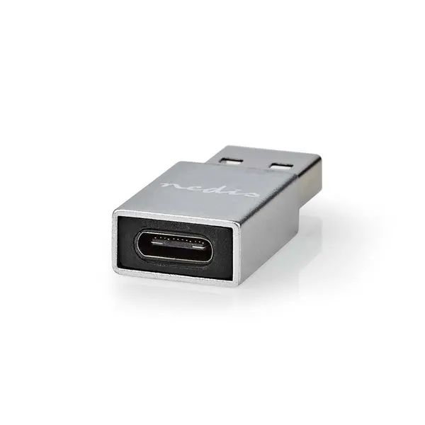 Nedis CCTB60925AL USB-A adapter, USB 3.2 Gen 1, USB-A férfi, USB-C™ anya, 5 Gbps, kerek, Nikkelezett, Ezüst – 6. kép