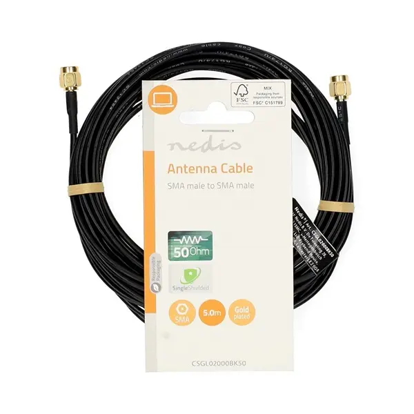 Nedis CSGL02000BK50 SMA kábel, aranyozott, 50 Ohm, árnyékolt, 5 m – 3. kép