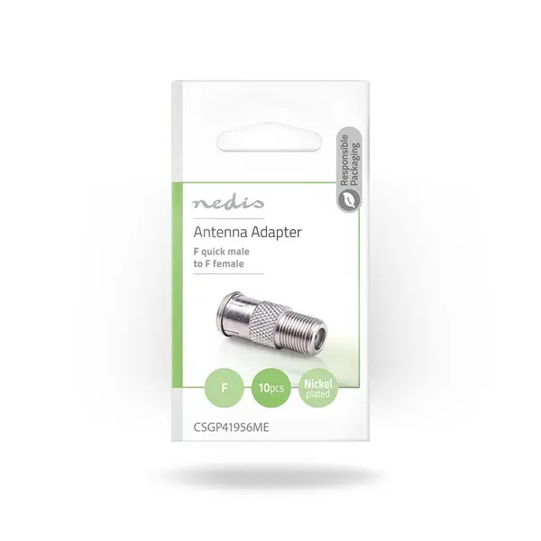 Nedis CSGP41956ME műholdas és antenna adapter, 10 db, F Férfi Gyors, F Nő, Nikkelezett, 75 Ohm, Egyenes, Fém, Ezüs – 5. kép