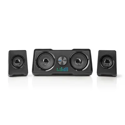Nedis GSPR21022BK gamer hangszóró készlet, csatornák: 2.2, USB tápellátás, 3,5 mm jack, 48 W, LED, hangerőszabályozó