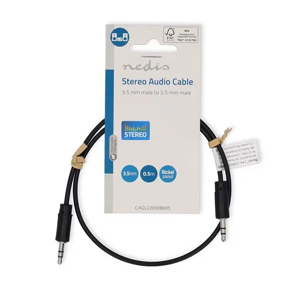 Nedis CAGL22000BK05 audio kábel, 3.5 mm sztereo jack dugó - 3.5 mm sztereo jack dugó, 0.50 m – 3. kép