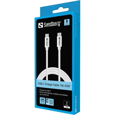 SANDBERG USB-C tartozék, USB-C Charge Cable 1M, 65W – 2. kép