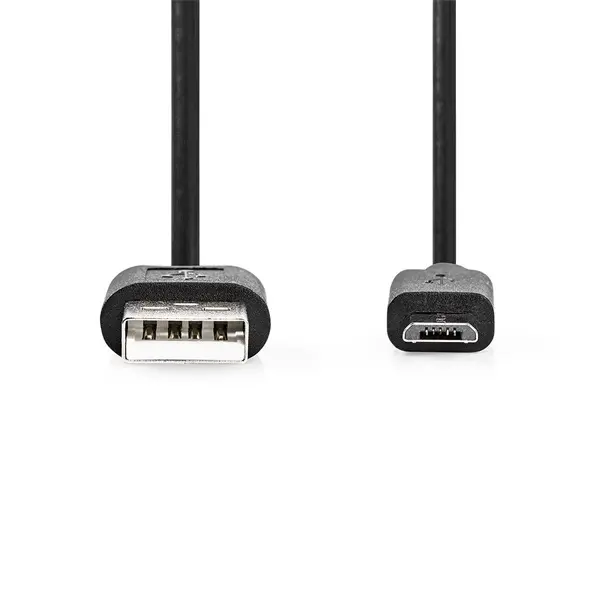 Nedis CCGL60501BK10 USB micro B (micro USB)kábel, USB 2.0 USB-A dugó USB Micro-B dugó 7,5 W 480 Mbps. 1m