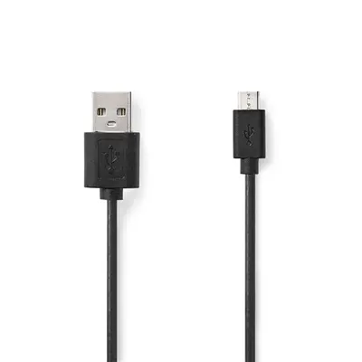 Nedis CCGL60501BK10 USB micro B (micro USB)kábel, USB 2.0 USB-A dugó USB Micro-B dugó 7,5 W 480 Mbps. 1m – 2. kép