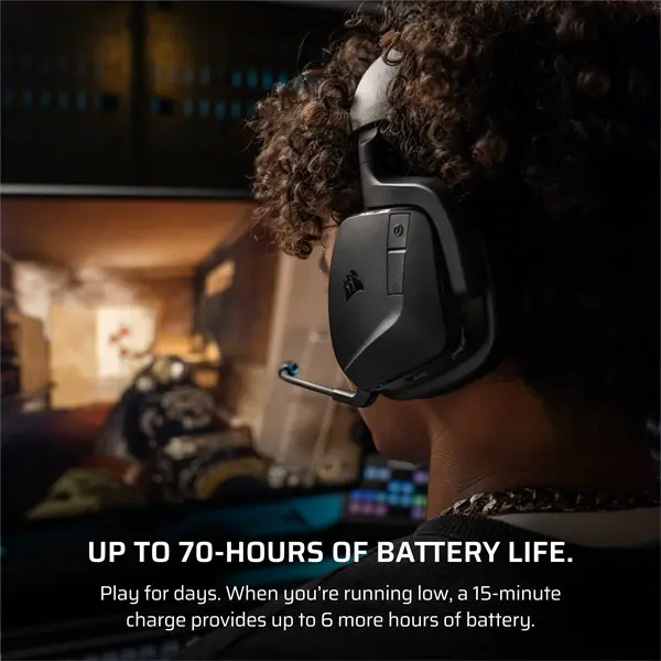 CORSAIR Vezeték Nélküli Headset, VOID v2 Wireless Gaming Headset, Dolby Atmos, carbon – 4. kép