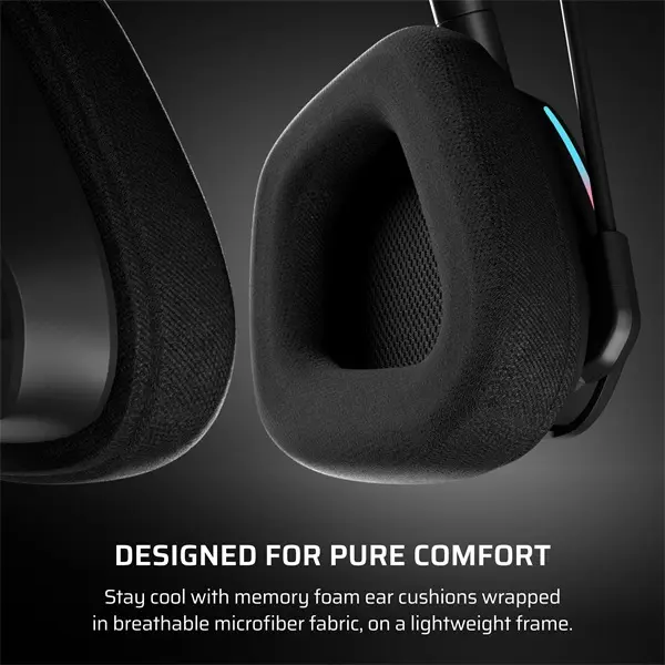 CORSAIR Vezeték Nélküli Headset, VOID v2 Wireless Gaming Headset, Dolby Atmos, carbon – 5. kép
