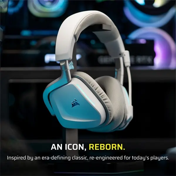 CORSAIR Vezeték Nélküli Headset, VOID v2 Wireless Gaming Headset, Dolby Atmos, fehér – 2. kép
