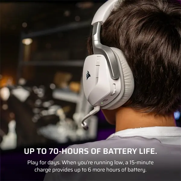 CORSAIR Vezeték Nélküli Headset, VOID v2 Wireless Gaming Headset, Dolby Atmos, fehér – 6. kép