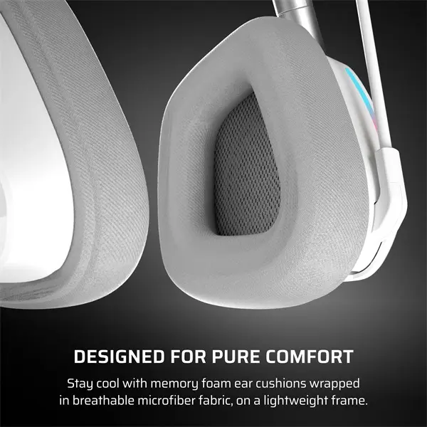 CORSAIR Vezeték Nélküli Headset, VOID v2 Wireless Gaming Headset, Dolby Atmos, fehér – 7. kép