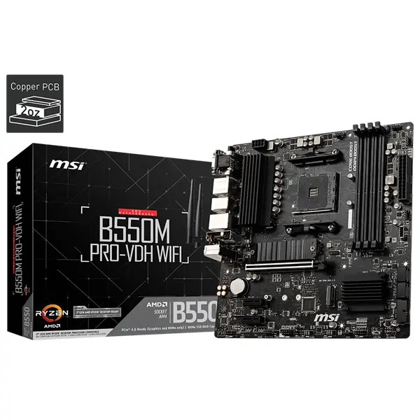 MSI Alaplap AM4 B550M PRO-VDH WIFI AMD B550M, mATX
