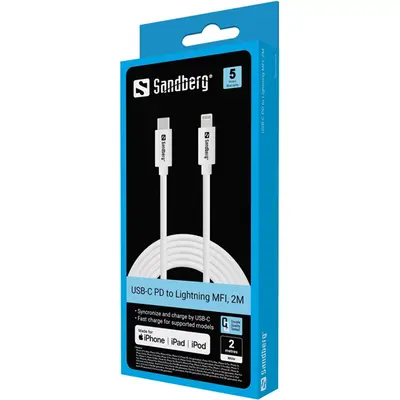 SANDBERG Töltőkábel, USB-C PD to Lightning FMI 2m – 2. kép