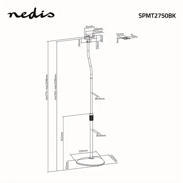 Nedis SPMT2750BK hangszóró állvány – 6. kép