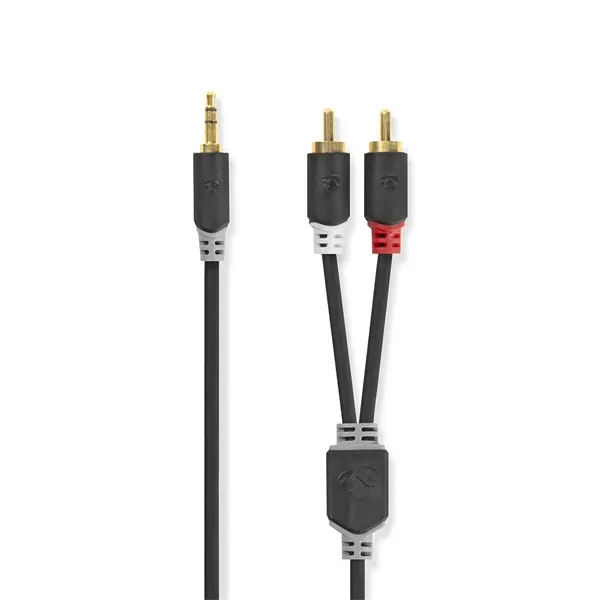 Nedis CABW22200AT10 sztereo audió kábel 3,5mm sztereo jack - 2x RCA, Aranyozott, 1 m