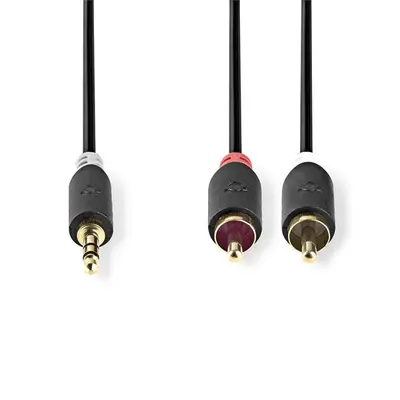 Nedis CABW22200AT20 sztereo audió kábel 3,5mm sztereo jack - 2x RCA, Aranyozott, 2 m – 2. kép