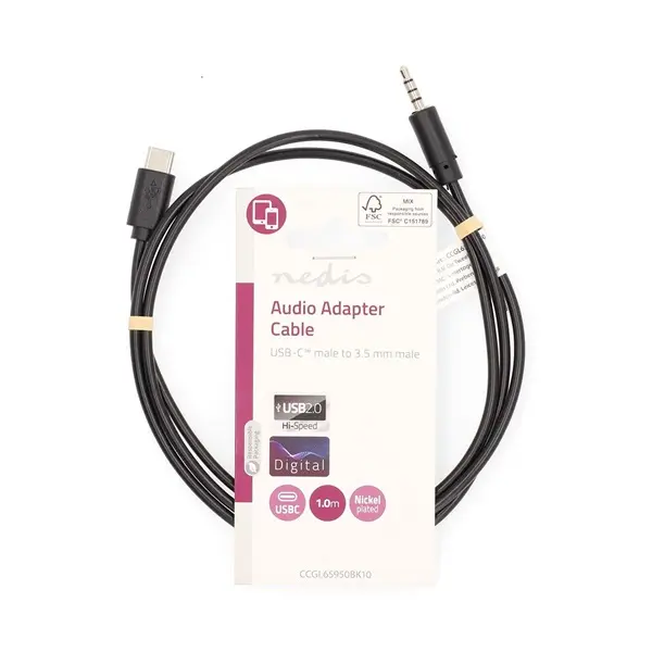 Nedis CCGL65950BK10 USB-C (USB C) dugó - 3,5 mm sztereo jack dugó | 1,00 m – 3. kép