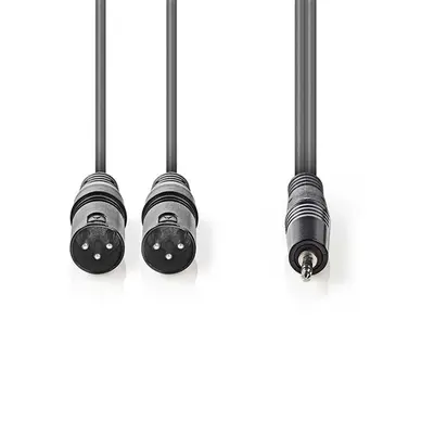 Nedis COTH15310GY15 balanced/szimmetrikus félprofi XLR audio kábel, 2x XLR 3 tűs dugó | 3,5 mm sztereo jack dugó, 1,5m – 2. kép