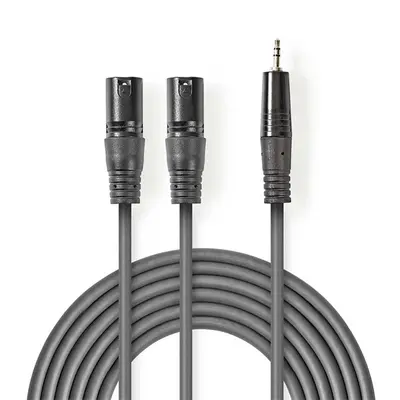 Nedis COTH15310GY30 balanced/szimmetrikus félprofi XLR audio kábel, 2x XLR 3 tűs dugó | 3,5 mm sztereo jack dugó, 3m