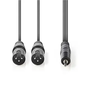 Nedis COTH15310GY30 balanced/szimmetrikus félprofi XLR audio kábel, 2x XLR 3 tűs dugó | 3,5 mm sztereo jack dugó, 3m – 2. kép