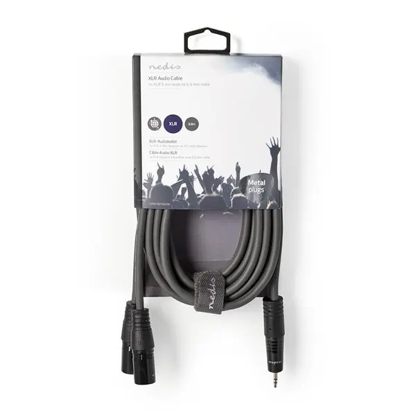 Nedis COTH15310GY30 balanced/szimmetrikus félprofi XLR audio kábel, 2x XLR 3 tűs dugó | 3,5 mm sztereo jack dugó, 3m – 3. kép