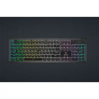 CORSAIR Vezetékes Billentyűzet Gaming, K55 CORE RGB, Médiavezérlő gombok, Cseppálló, US, fekete