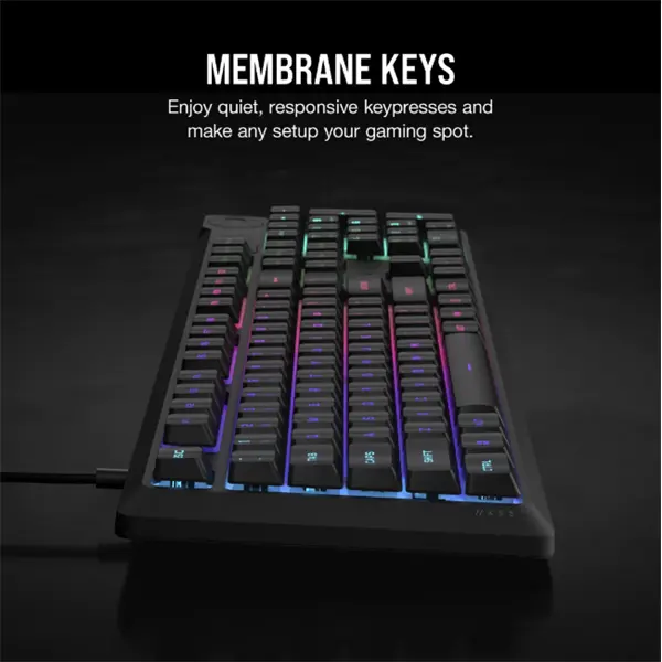 CORSAIR Vezetékes Billentyűzet Gaming, K55 CORE RGB, Médiavezérlő gombok, Cseppálló, US, fekete – 4. kép