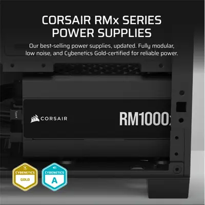 CORSAIR Tápegység Moduláris, RM1000x, 1000W, ATX3.1, PCIe5.1, 14cm, Cybenetics Gold – 2. kép
